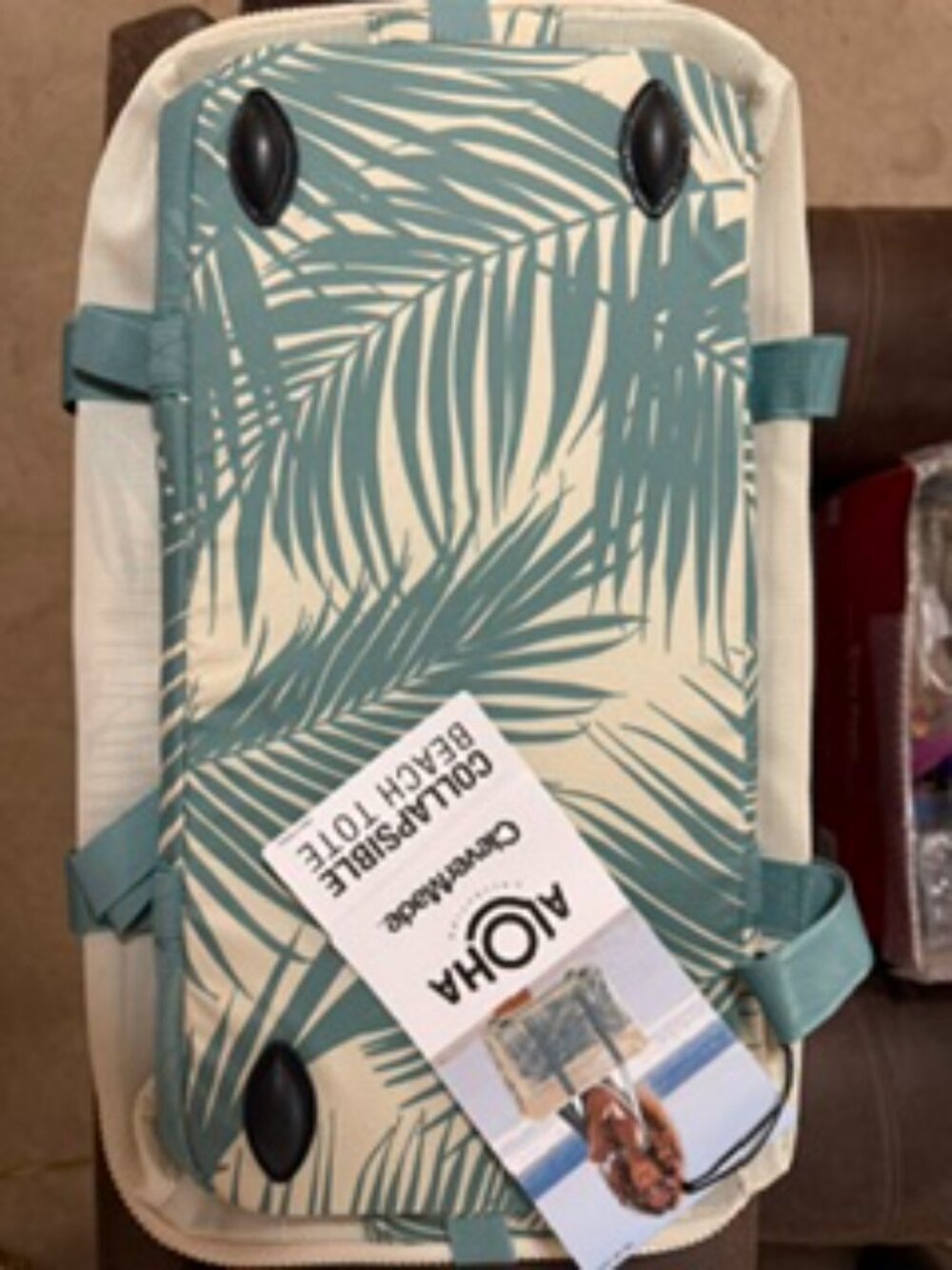 ALOHA Collection x CleverMade Teal Palm Collapsible Beach Tote
